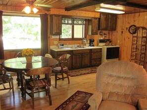 Large, open concept kitchen and dining room.