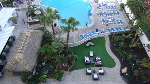 View of the heated pool from the balcony.