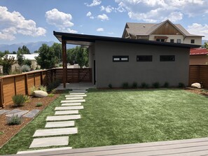 View of turf yard - great play area for kids!