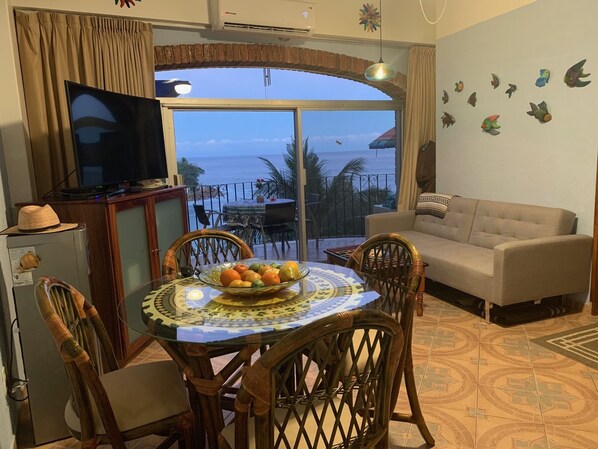 Living area overlooking the ocean.