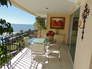 Terrace with dining table