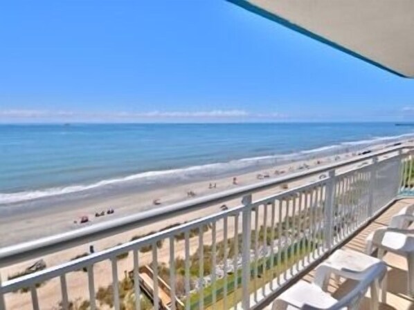 Enjoy the view from the double balcony or take a walk on the beach
