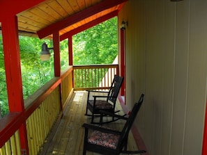 Upstairs balcony attached to loft bedroom and double bedroom. 