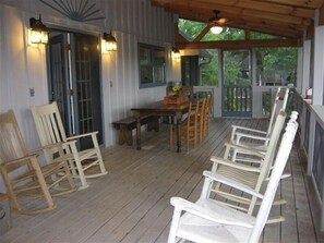 Screened Deck with Great View of Lake and Mountains for Relaxing and Eating