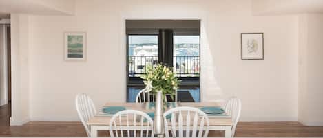 Enjoy views of Newport Harbor from the kitchen and dining room.
