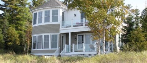 View of the house from the beach -- just 75 feet from Lake Michigan