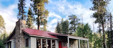 Exterior of cabin. No neighbors as far as the eye can see. 