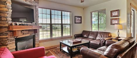 Pottery Barn lodge decor throughout the house with amazing open views.