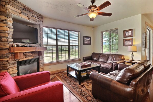 Pottery Barn lodge decor throughout the house with amazing open views.