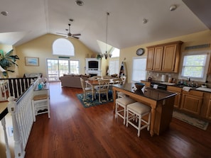 Grand Family Great Room with Kitchen/Dining/TV-Fireplace & Game Areas/ & Deck!