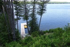 Looking down on the dock from the cottage deck.