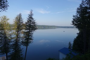 Morning mist view from the cottage deck.