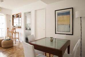 The kitchen has handy access to the island as well as the dining area.