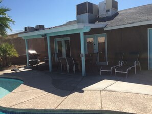 Covered patio to keep cool on hot summer days.