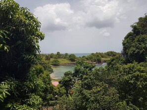 View from the balcony overlooking Tapion Bay and the Caribbean Sea.