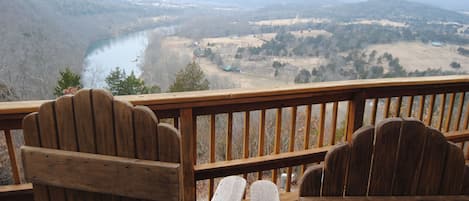 Enjoy the view below from over size super comfortable deck chairs