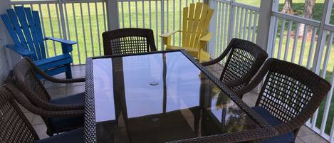 New Furniture in Screened in Porch.