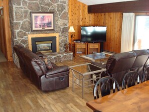 At night, relax together w/ a little tv or enjoy great conversations by the fire