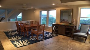 Dining area has beautiful ocean views. 