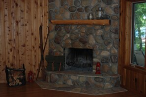 Wood burning fireplace