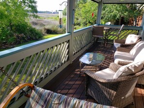 Peaceful, Relaxing deck with beautiful view of the marsh and wildlife. Bird feed