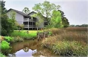 Beautiful marsh view with outside dining on the deck