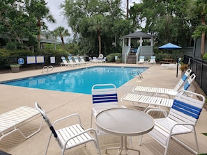 Year round pool open with locked gate