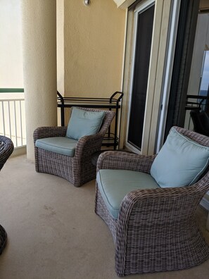 balcony chairs outside of master