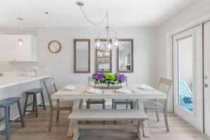 Large Dining Table with Seating for 6 Adults, Plus 2 Counter Stools