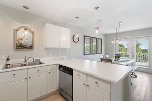 Kitchen by Dining Area with Gulf View