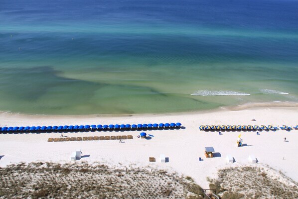 WONDERFUL Views from our Balcony.   Those Beach Chairs are waiting for you!