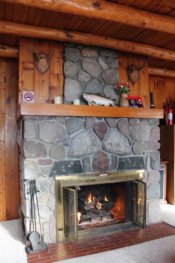 Fire Place in Living room, additional fire place located in Bedroom to the left