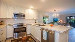 Completely outfitted kitchen with expanded counter top space, Bosch appliances 