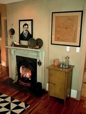 Cozy fireplace in The Loft's kitchen