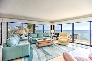 Enjoy the wrap around ocean view from the living room.