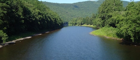 Beautiful Pine Creek. Pic taken from the rail trail bridge next to the cabin