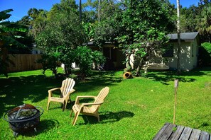 Summer view of back yard fig trees 