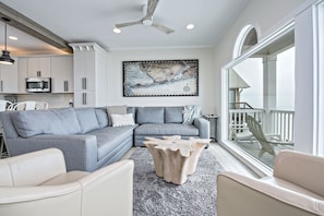 Relax on comfy couches, watch dolphins swim by, and enjoy the serene view.