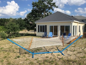 Hammock and chairs waiting for you.