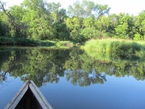 Take a scenic canoe ride right from the cabin to find one of two river entries.