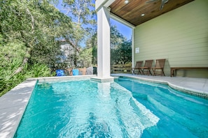 Beautiful private pool with sun and shade options.