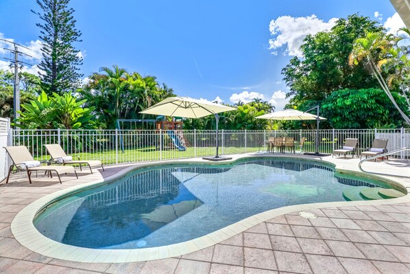 (Please note: Open area for lawn games, etc. - playset no longer installed)