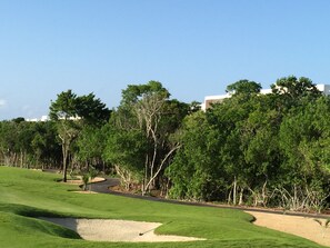 View from 2nd green back toward condo - first bldg on right of picture
