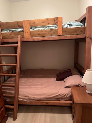 Double bunk on bottom single on top