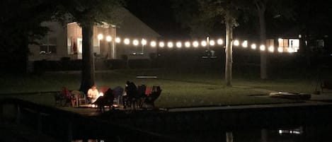 Enjoy a campfire by the lake