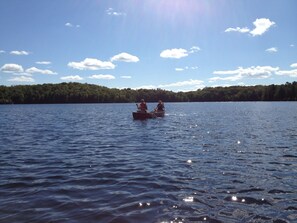 Quiet lake is perfect for a canoe ride.