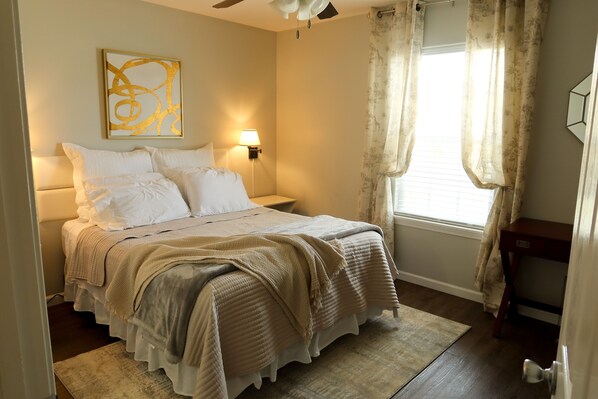 Upstairs master queen bedroom with private bath.