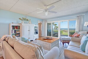 Living Area with oceanfront view