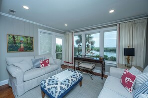 The sunroom adds extra living space to the cottage. A great place to read a book