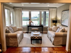 The sunroom adds extra living space to the cottage. A great place to read a book